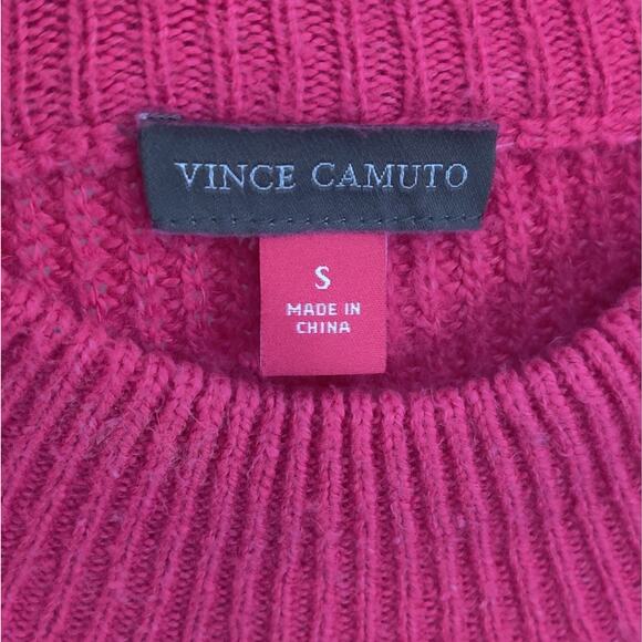 Vince Camuto Pink‎ Magenta Knit Sweater Bobble Stitch Puff Sleeve Ladies Small - Picture 5 of 15